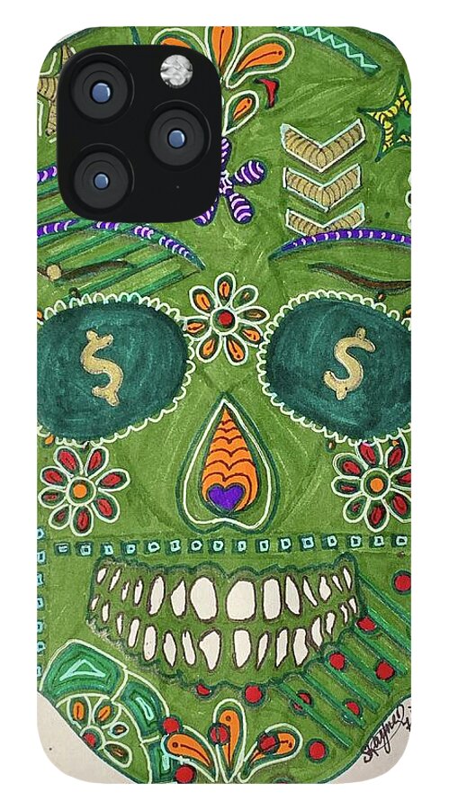 Green Machine Skull Drawing/Doodle - Phone Case