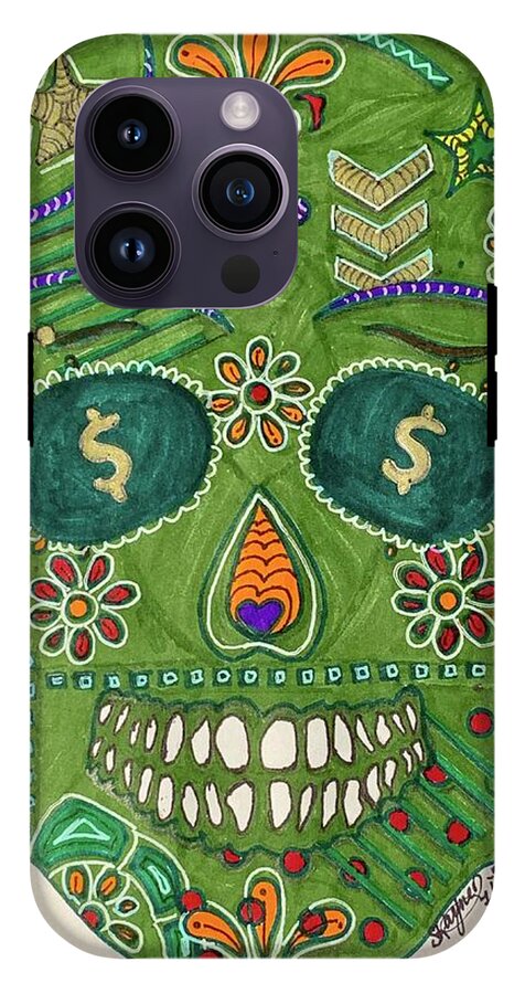 Green Machine Skull Drawing/Doodle - Phone Case