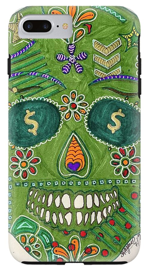 Green Machine Skull Drawing/Doodle - Phone Case