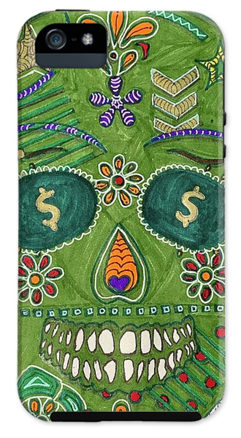 Green Machine Skull Drawing/Doodle - Phone Case