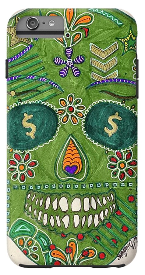 Green Machine Skull Drawing/Doodle - Phone Case