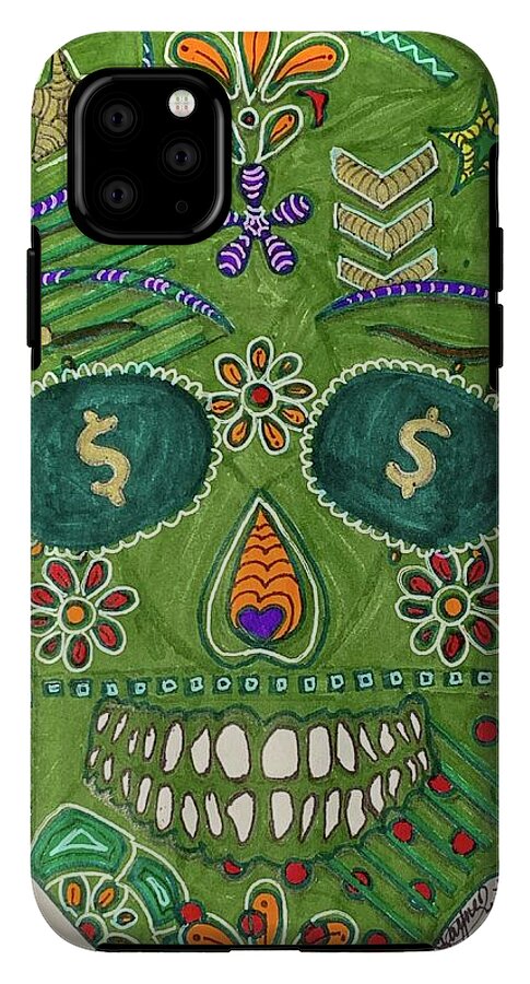 Green Machine Skull Drawing/Doodle - Phone Case