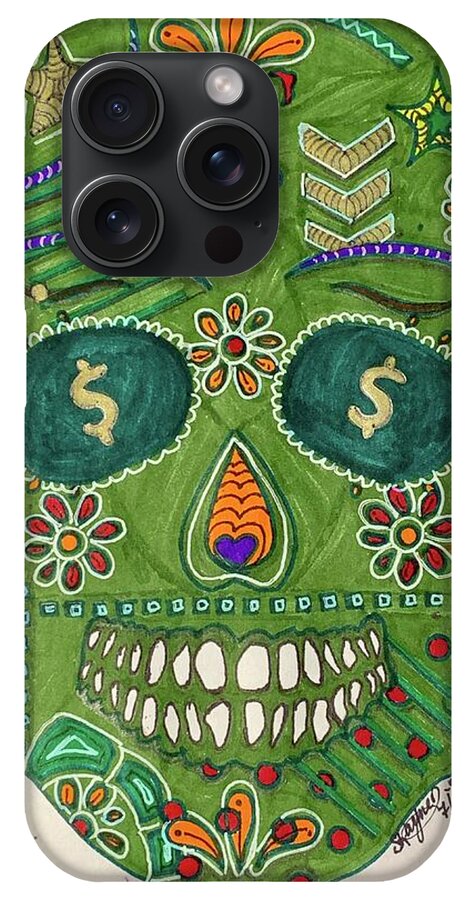 Green Machine Skull Drawing/Doodle - Phone Case