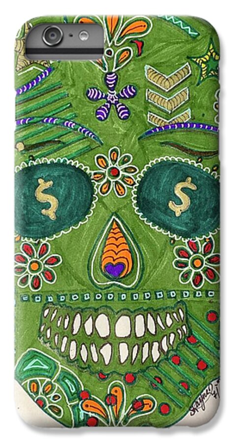 Green Machine Skull Drawing/Doodle - Phone Case