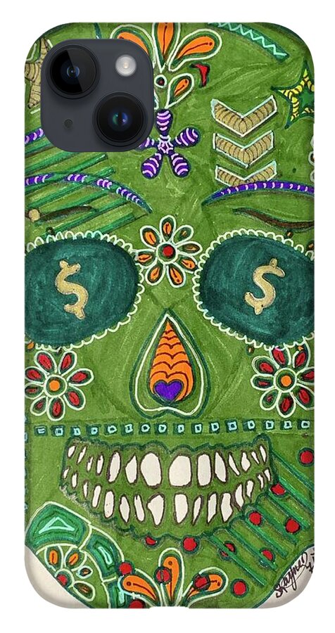 Green Machine Skull Drawing/Doodle - Phone Case