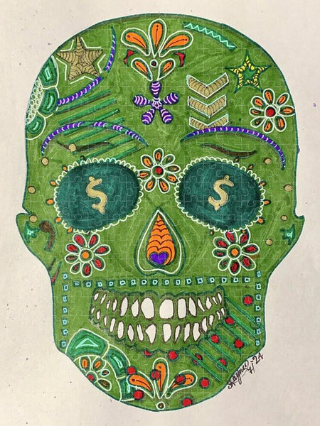 Green Machine Skull Drawing/Doodle - Puzzle