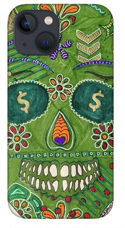 Green Machine Skull Drawing/Doodle - Phone Case