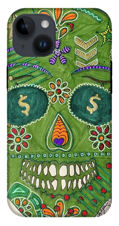 Green Machine Skull Drawing/Doodle - Phone Case
