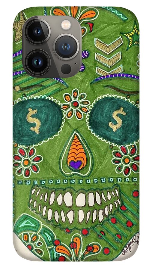 Green Machine Skull Drawing/Doodle - Phone Case
