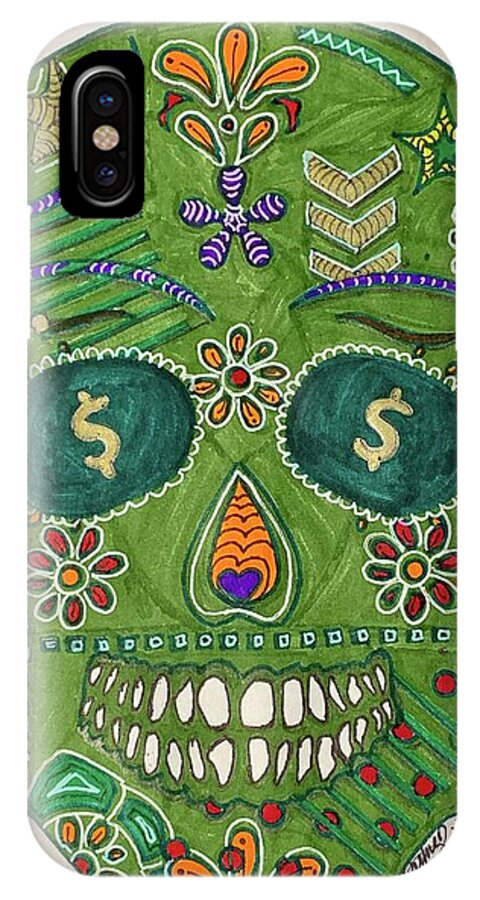 Green Machine Skull Drawing/Doodle - Phone Case