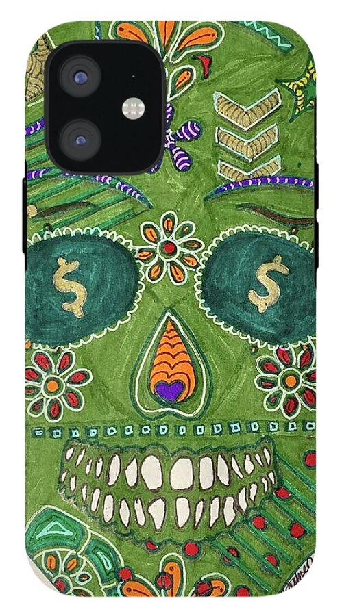 Green Machine Skull Drawing/Doodle - Phone Case