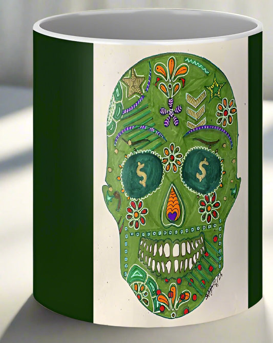 Green Machine Skull Drawing/Doodle - Mug