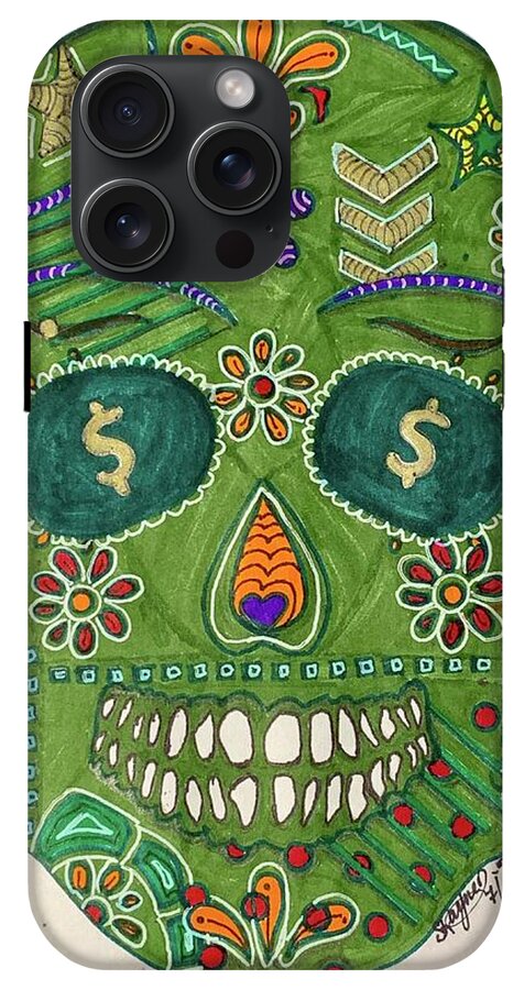Green Machine Skull Drawing/Doodle - Phone Case