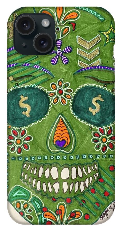 Green Machine Skull Drawing/Doodle - Phone Case