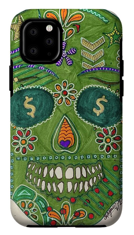 Green Machine Skull Drawing/Doodle - Phone Case