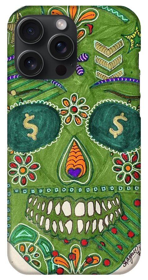Green Machine Skull Drawing/Doodle - Phone Case