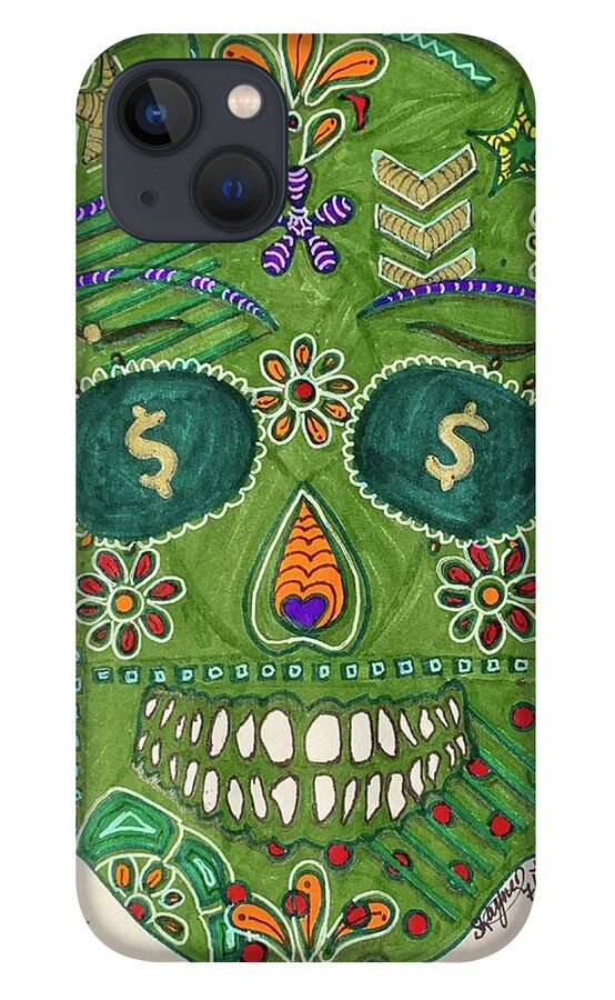 Green Machine Skull Drawing/Doodle - Phone Case