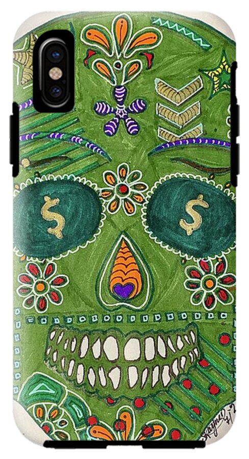 Green Machine Skull Drawing/Doodle - Phone Case