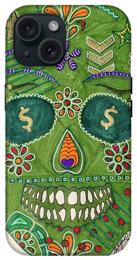 Green Machine Skull Drawing/Doodle - Phone Case