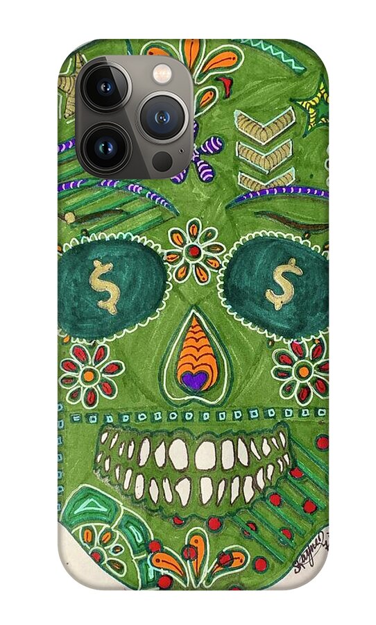 Green Machine Skull Drawing/Doodle - Phone Case