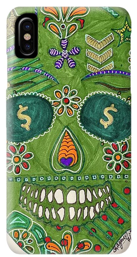Green Machine Skull Drawing/Doodle - Phone Case