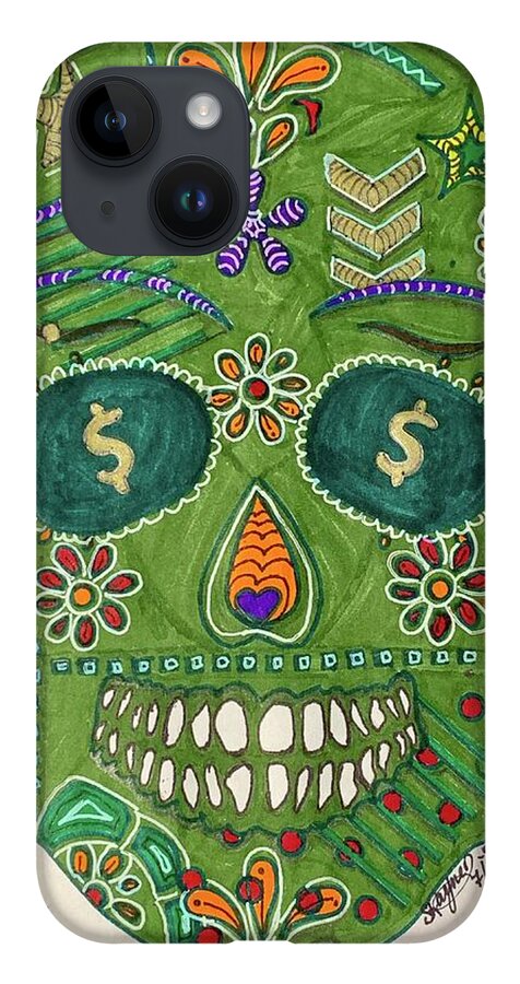 Green Machine Skull Drawing/Doodle - Phone Case