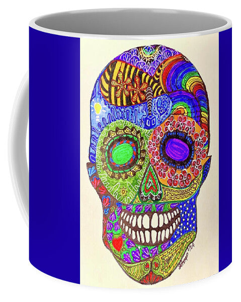 Hippy Sugar Skull Drawing/ Doodle - Mug