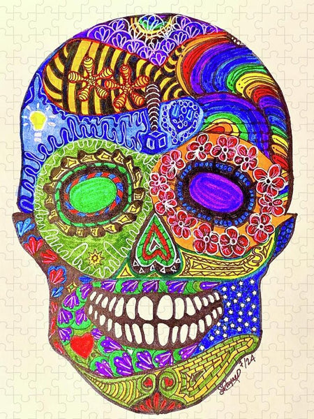 Hippy Sugar Skull Drawing/ Doodle - Puzzle