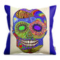 Hippy Sugar Skull Drawing/ Doodle - Throw Pillow