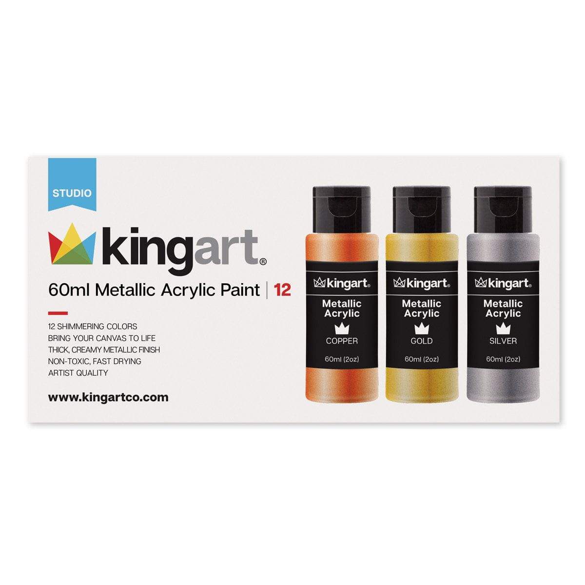 Acrylic Paint - 12 Metallic Colors 60ml