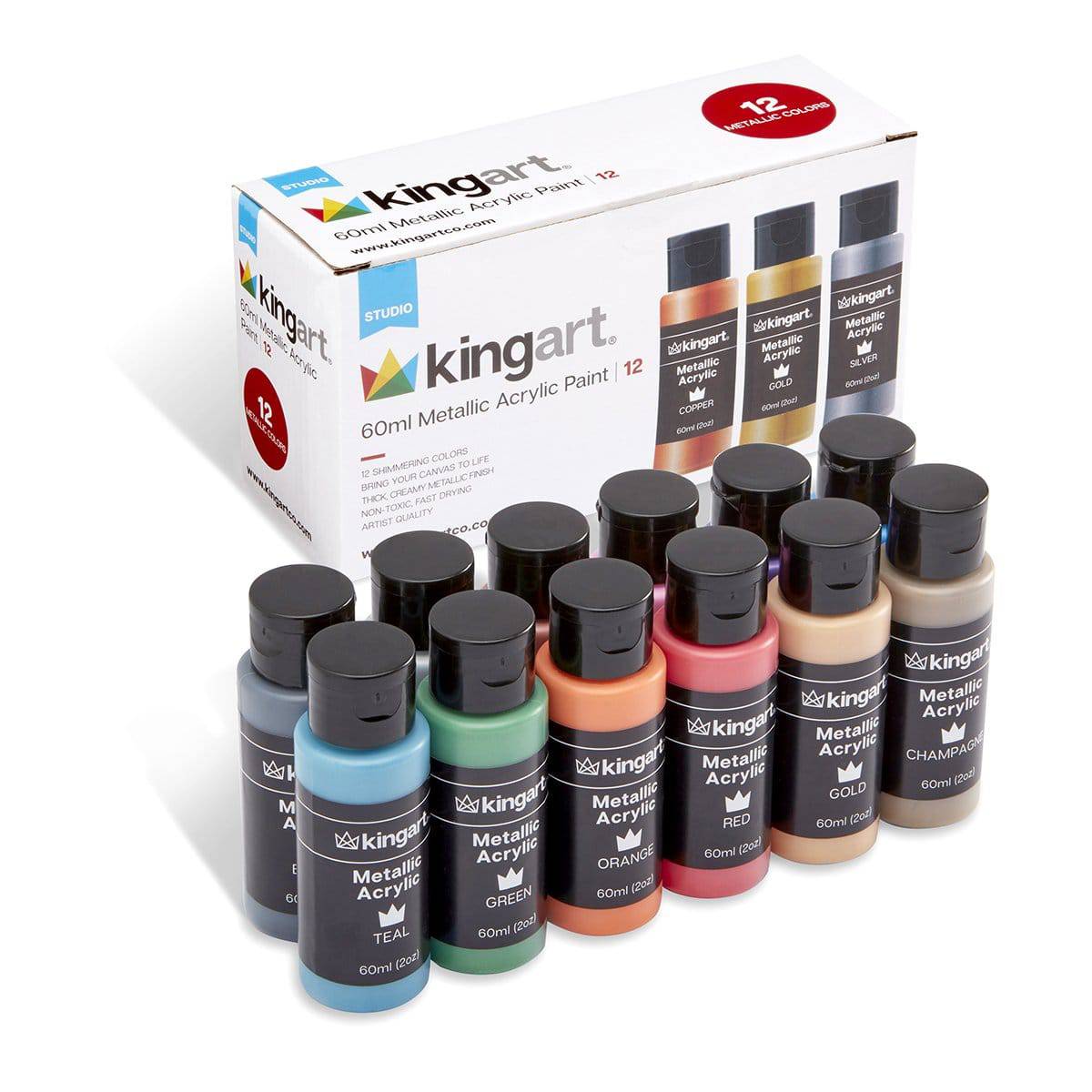 Acrylic Paint - 12 Metallic Colors 60ml