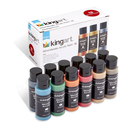 Acrylic Paint - 12 Metallic Colors 60ml