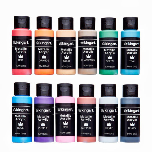 Acrylic Paint - 12 Metallic Colors 60ml