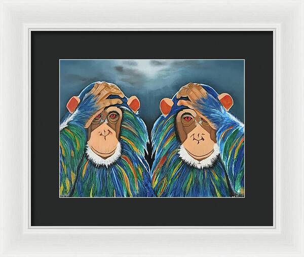 Monkeys In The Rain - Framed Print
