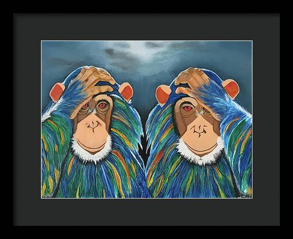 Monkeys In The Rain - Framed Print