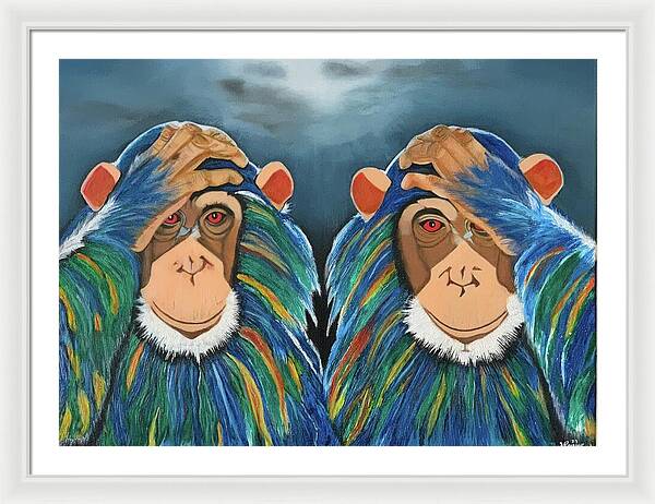 Monkeys In The Rain - Framed Print