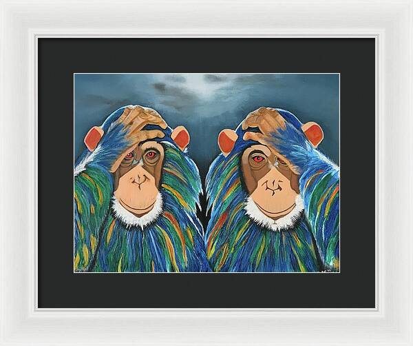 Monkeys In The Rain - Framed Print