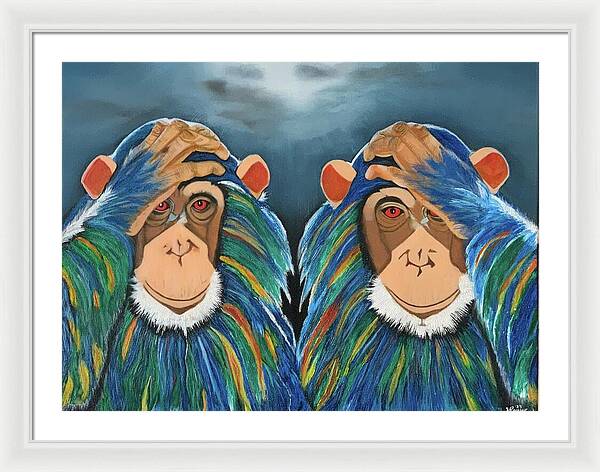 Monkeys In The Rain - Framed Print