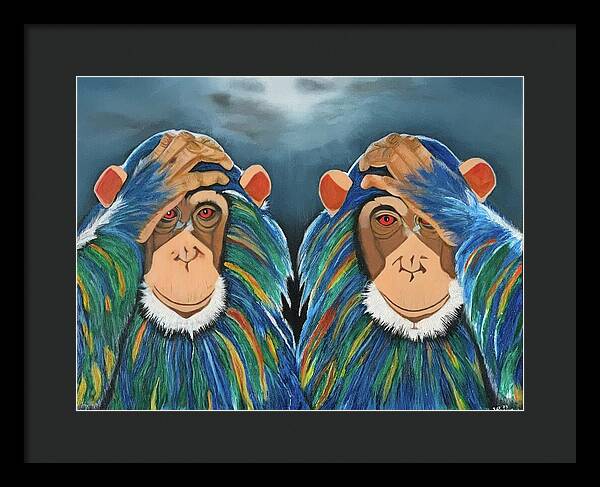 Monkeys In The Rain - Framed Print