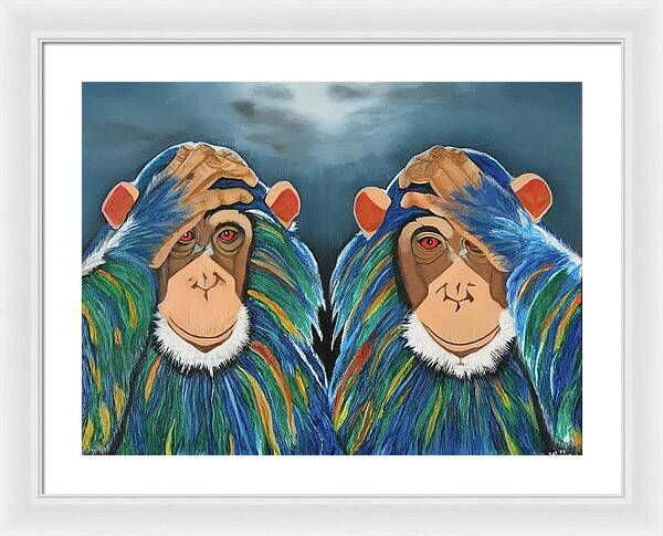 Monkeys In The Rain - Framed Print