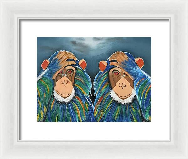 Monkeys In The Rain - Framed Print