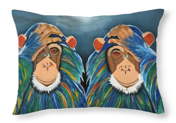 Monkeys In The Rain - Throw Pillow