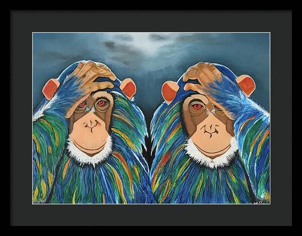 Monkeys In The Rain - Framed Print