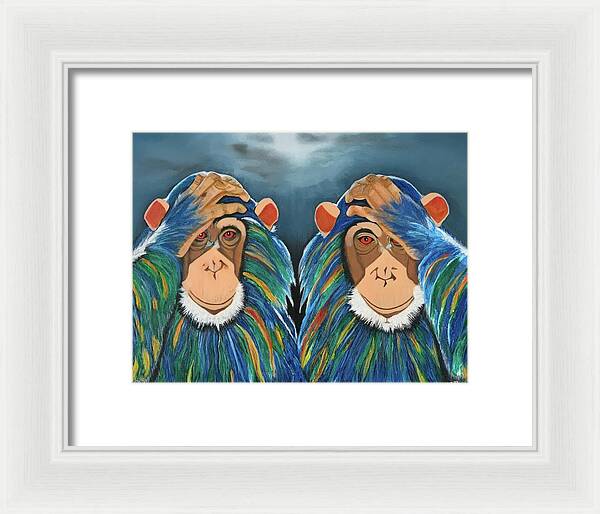 Monkeys In The Rain - Framed Print