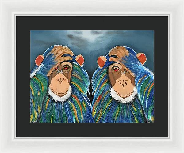 Monkeys In The Rain - Framed Print