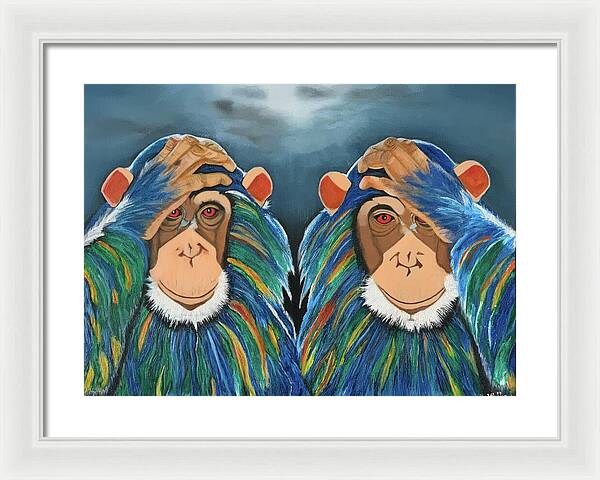 Monkeys In The Rain - Framed Print