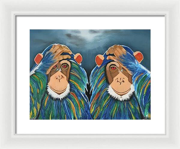 Monkeys In The Rain - Framed Print