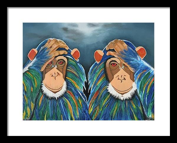 Monkeys In The Rain - Framed Print