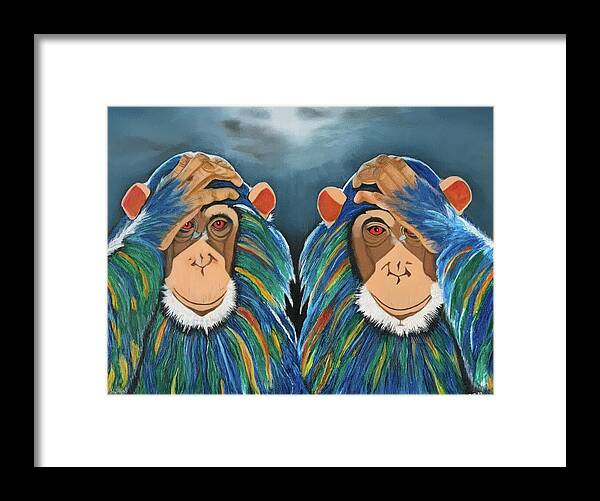 Monkeys In The Rain - Framed Print