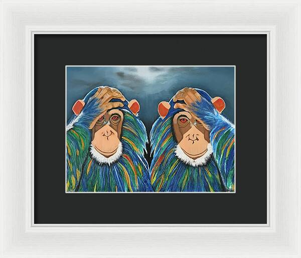 Monkeys In The Rain - Framed Print